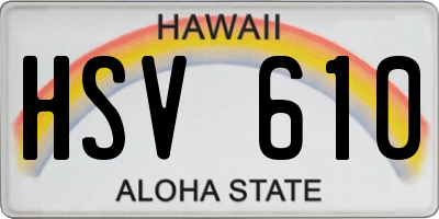 HI license plate HSV610