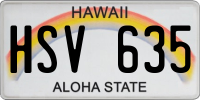 HI license plate HSV635