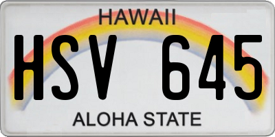 HI license plate HSV645