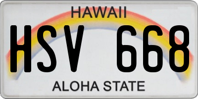 HI license plate HSV668