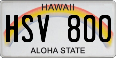 HI license plate HSV800