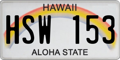 HI license plate HSW153