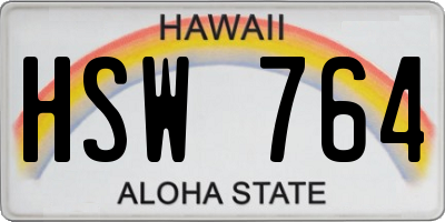 HI license plate HSW764
