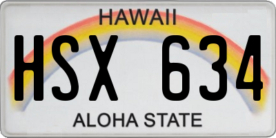 HI license plate HSX634
