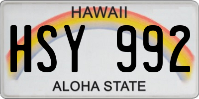 HI license plate HSY992