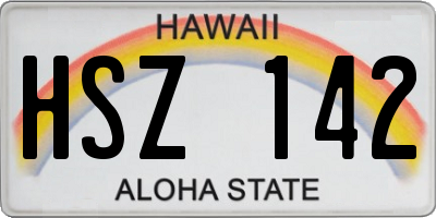 HI license plate HSZ142