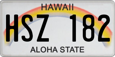 HI license plate HSZ182