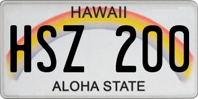 HI license plate HSZ200