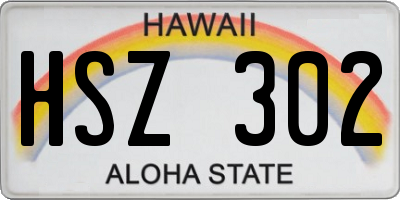 HI license plate HSZ302