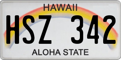 HI license plate HSZ342