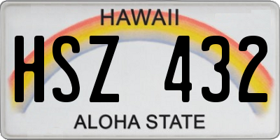 HI license plate HSZ432