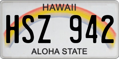 HI license plate HSZ942