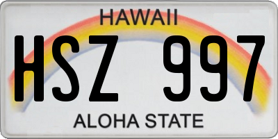 HI license plate HSZ997