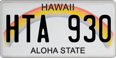 HI license plate HTA930