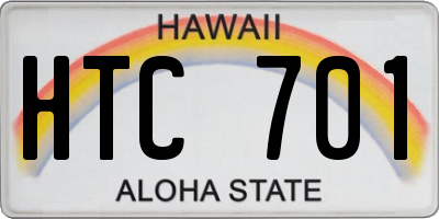 HI license plate HTC701