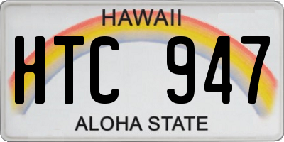 HI license plate HTC947