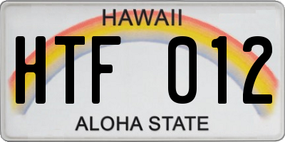 HI license plate HTF012