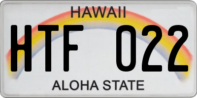 HI license plate HTF022