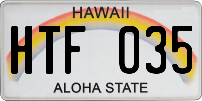 HI license plate HTF035