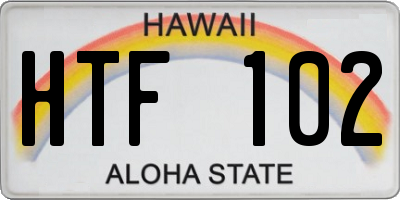 HI license plate HTF102