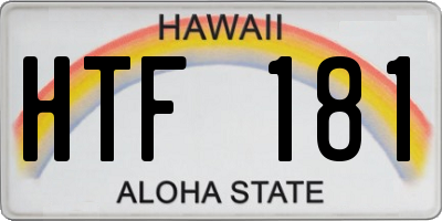 HI license plate HTF181