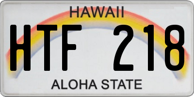 HI license plate HTF218