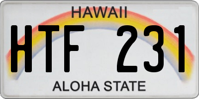 HI license plate HTF231