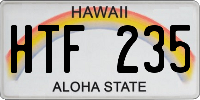 HI license plate HTF235