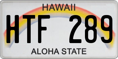 HI license plate HTF289