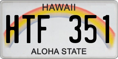 HI license plate HTF351