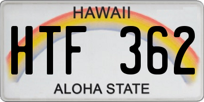 HI license plate HTF362