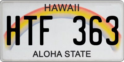 HI license plate HTF363