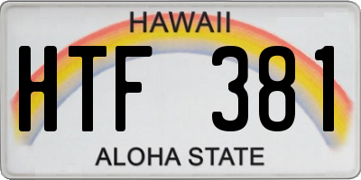 HI license plate HTF381