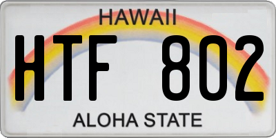 HI license plate HTF802