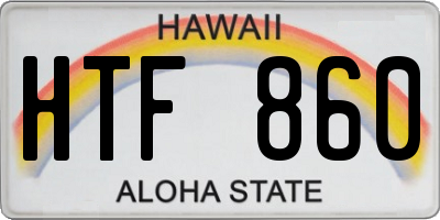 HI license plate HTF860