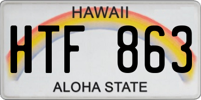 HI license plate HTF863