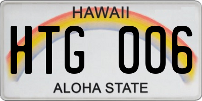 HI license plate HTG006