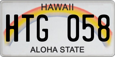 HI license plate HTG058