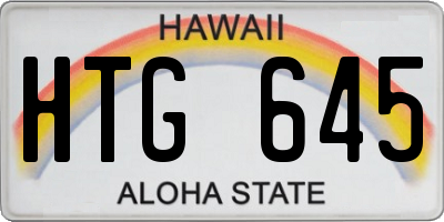 HI license plate HTG645
