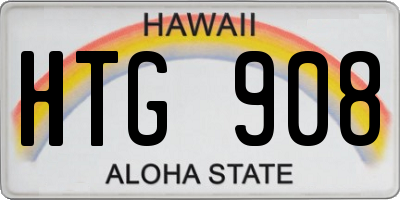 HI license plate HTG908