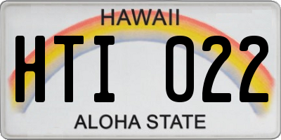 HI license plate HTI022