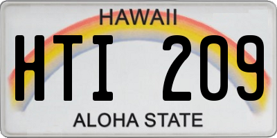HI license plate HTI209
