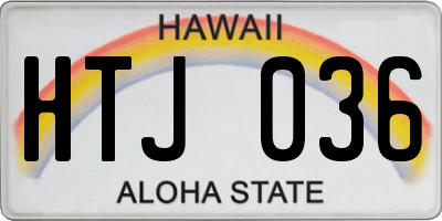 HI license plate HTJ036