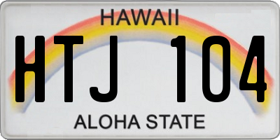 HI license plate HTJ104