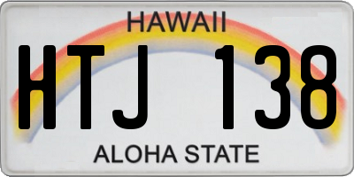 HI license plate HTJ138