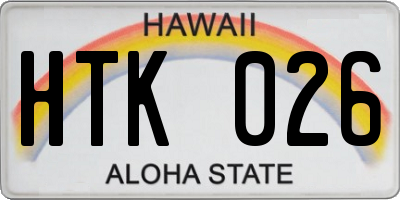 HI license plate HTK026