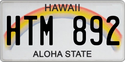 HI license plate HTM892