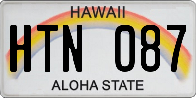 HI license plate HTN087