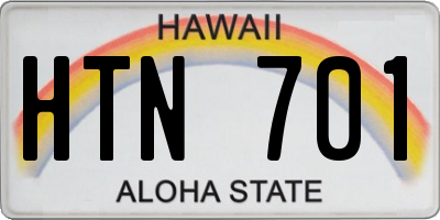 HI license plate HTN701