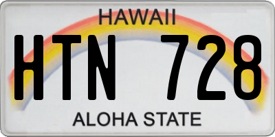 HI license plate HTN728
